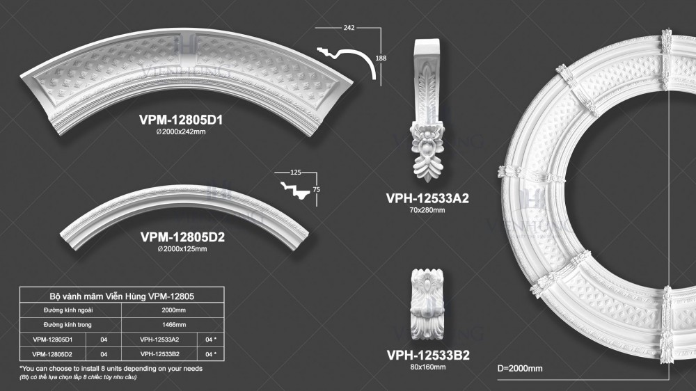 Bộ vành mâm Viễn Hùng Victory PU VPM-12805