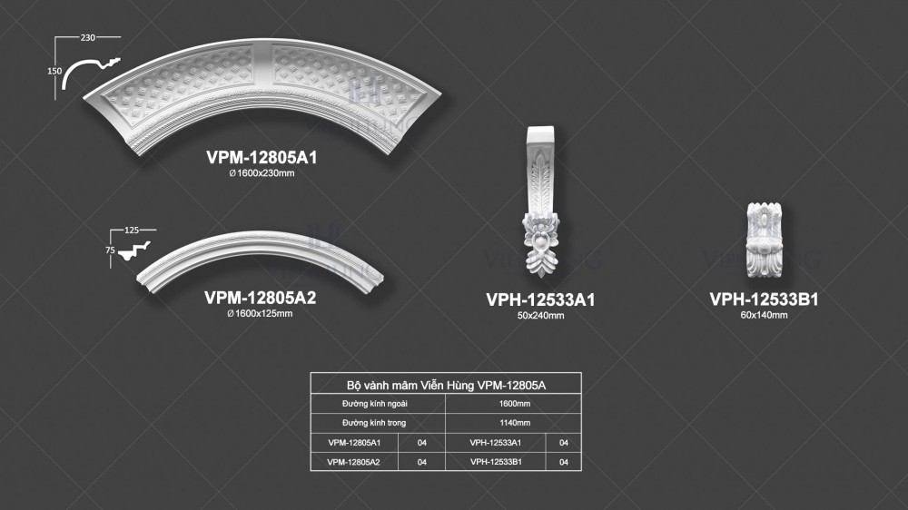 Bộ vành mâm Viễn Hùng Victory PU VPM-12805A