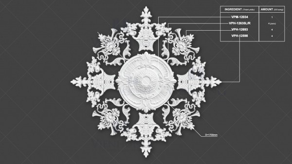 Bộ Hoa Trần VPM-12034 D1700mm