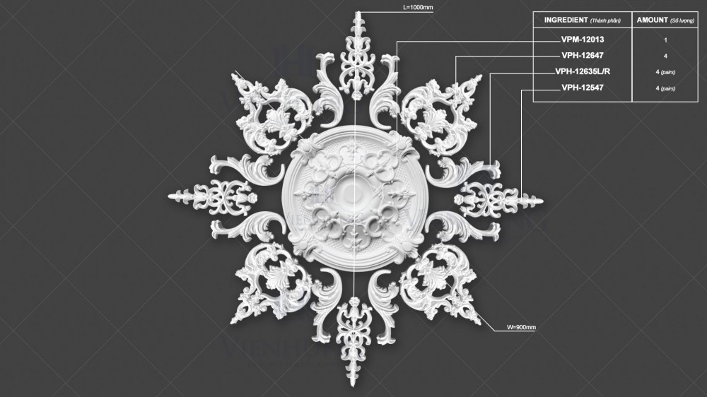 Bộ Hoa Trần VPM-12013 L1000mm*W900mm