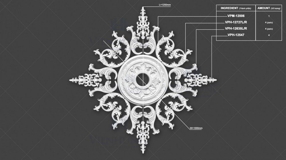 Bộ Hoa Trần VPM-12006 L1250mm*W1000mm