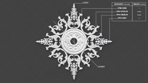 Bộ Hoa Trần VPM-12006 L1250mm*W1000mm