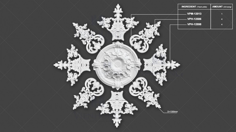 Bộ Hoa Trần VPM-12013 D1300mm