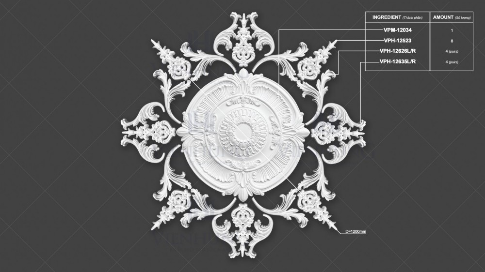 Bộ Hoa Trần VPM-12034 1200mm