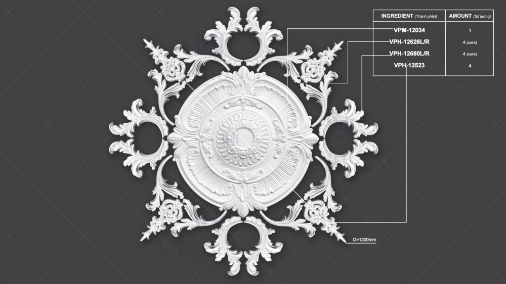 Bộ Hoa Trần VPM-12034 D1200mm