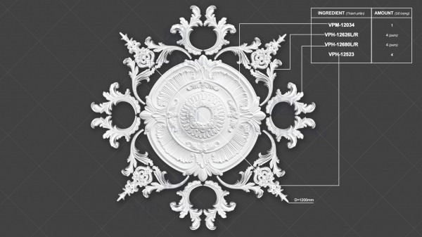 Bộ Hoa Trần VPM-12034 D1200mm