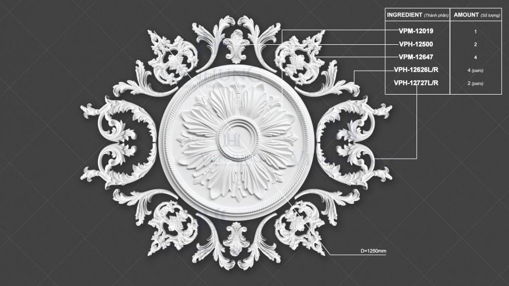 Bộ Hoa Trần VPM-12019 D1250mm