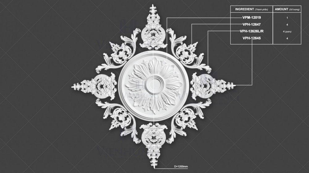 Bộ Hoa Trần VPM-12018 D1200mm
