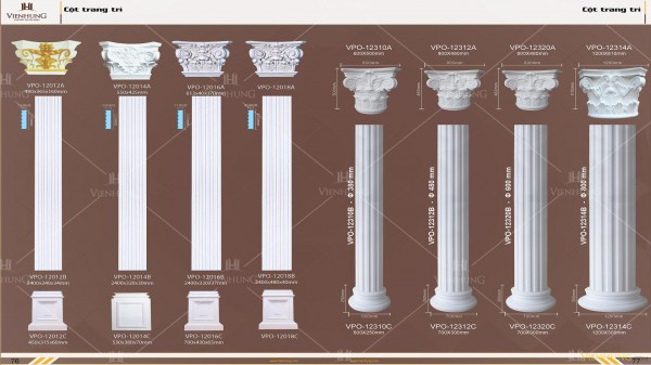 Ốp cột trang trí VPO-12000, VPO-12002, VPO-12004, VPO-12006, VPO-12008, VPO-12010